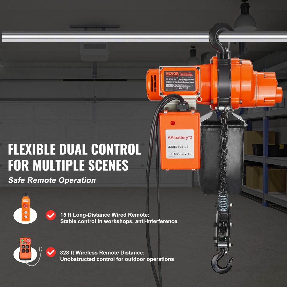 Vevor Electric Chain Hoist Single Phase 2200 Lbs Load 20 Ft Lifting New - Image 4