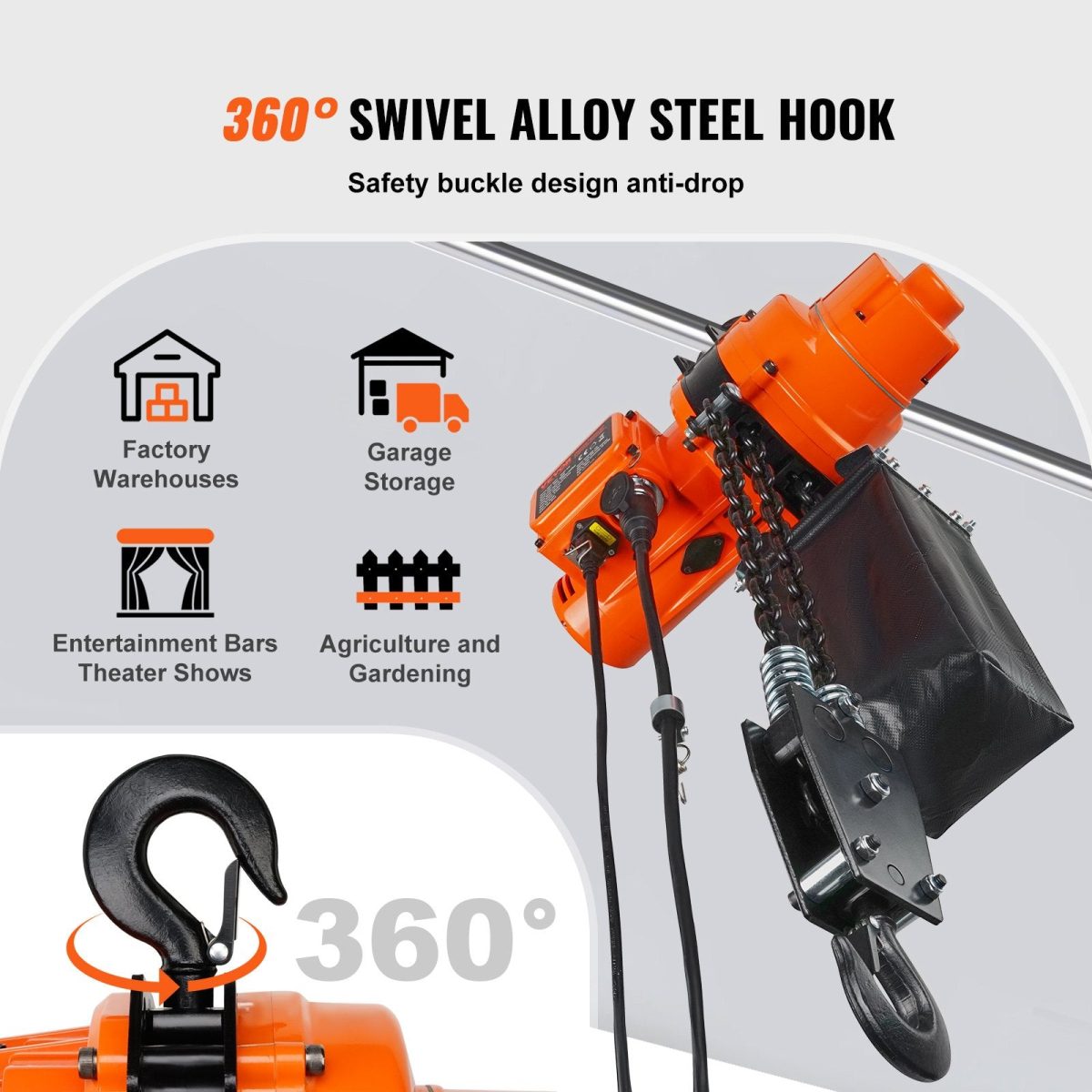 Vevor Electric Chain Hoist Single Phase 2200 Lbs Load 20 Ft Lifting New - Image 6