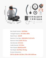 Vevor Sand Filter Pump 16" for Above Ground Pools 3/4 HP 3500 GPH Flow Rate New - Image 7