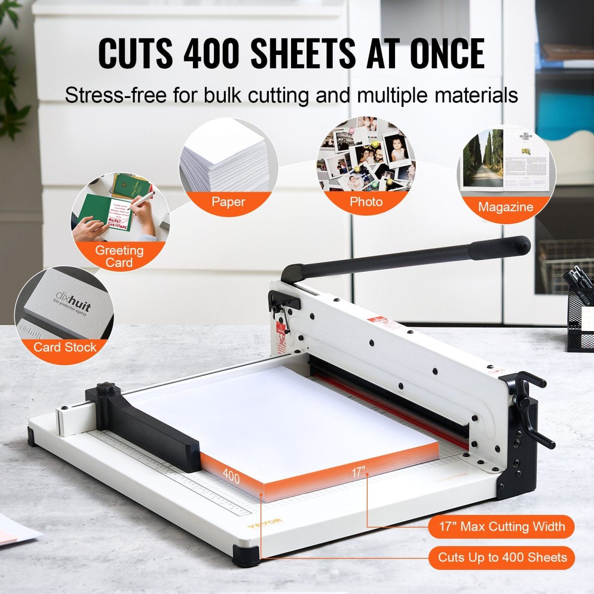 Vevor Industrial Paper Cutter 17" Cutting Width 400 Sheet Capacity New - Image 3
