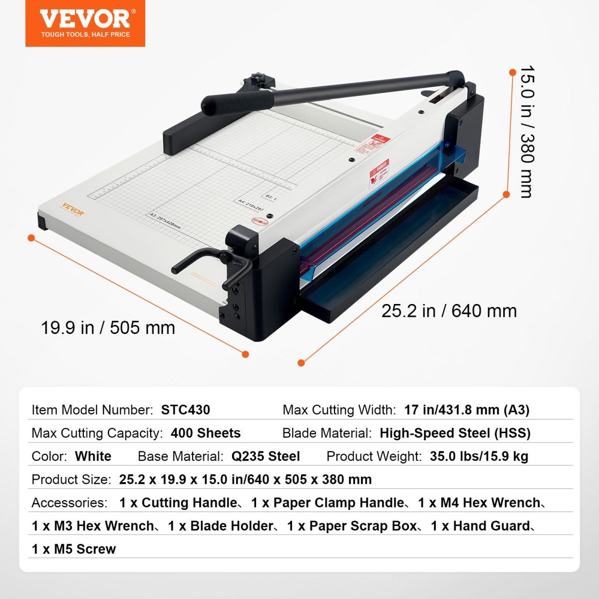 Vevor Industrial Paper Cutter 17" Cutting Width 400 Sheet Capacity New - Image 7