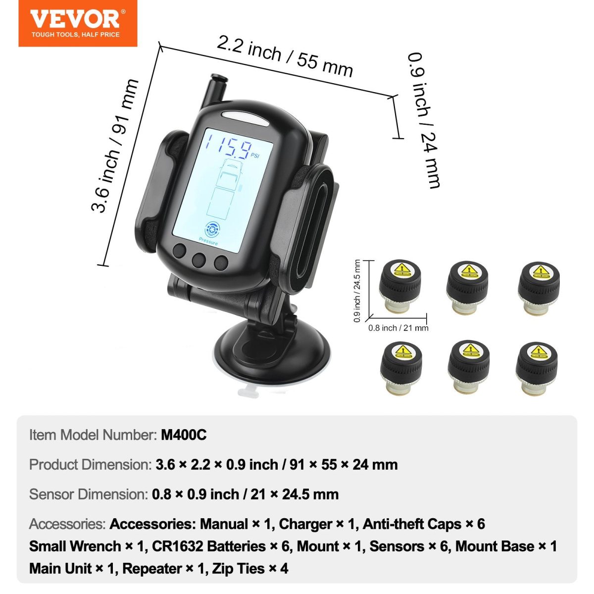 Vevor Multi-Axle Tire Pressure Monitoring System Real Time Data New - Image 7