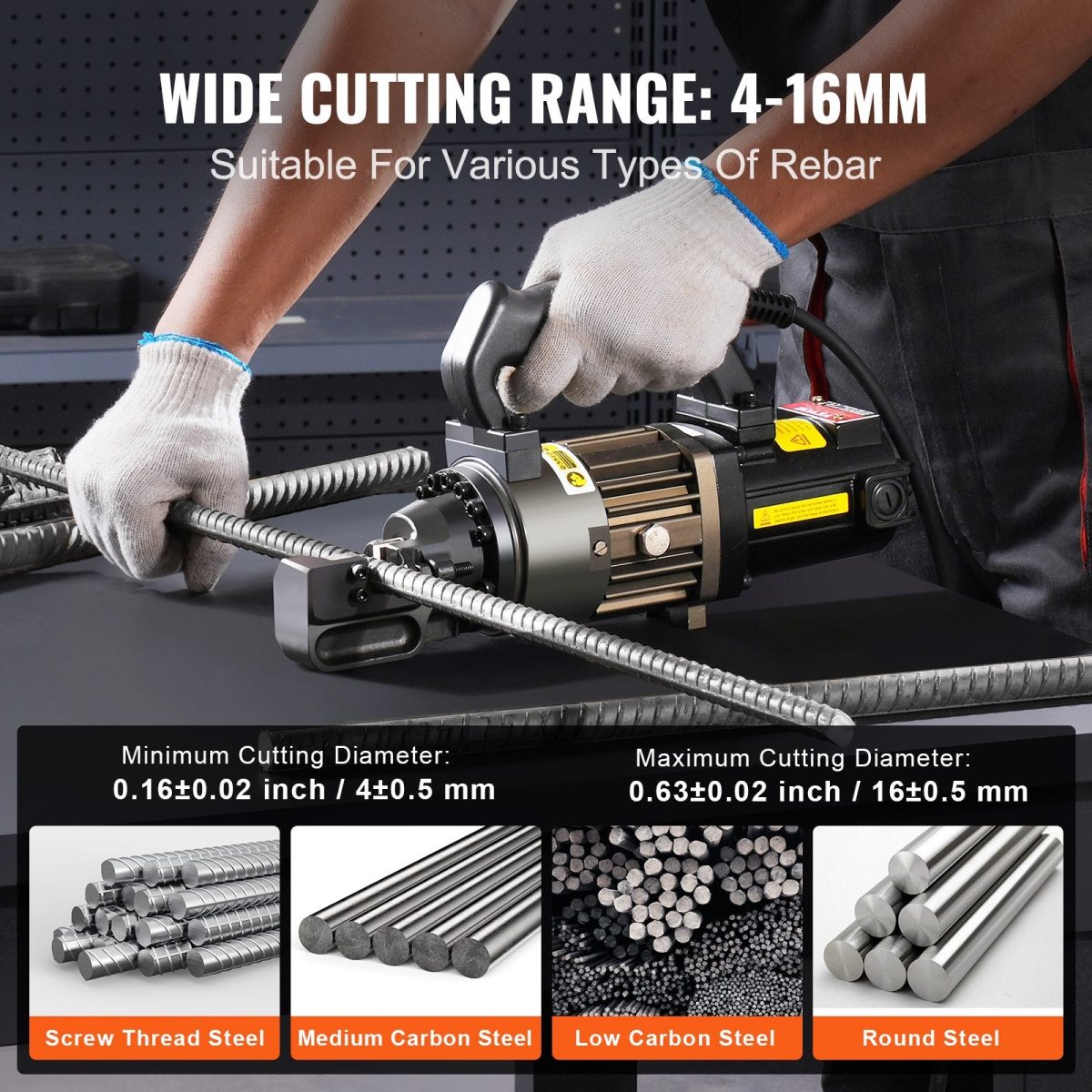 Vevor Hydraulic Electric Rebar Cutter 1000W Cuts up to 5/8" 4-16mm New - Image 4