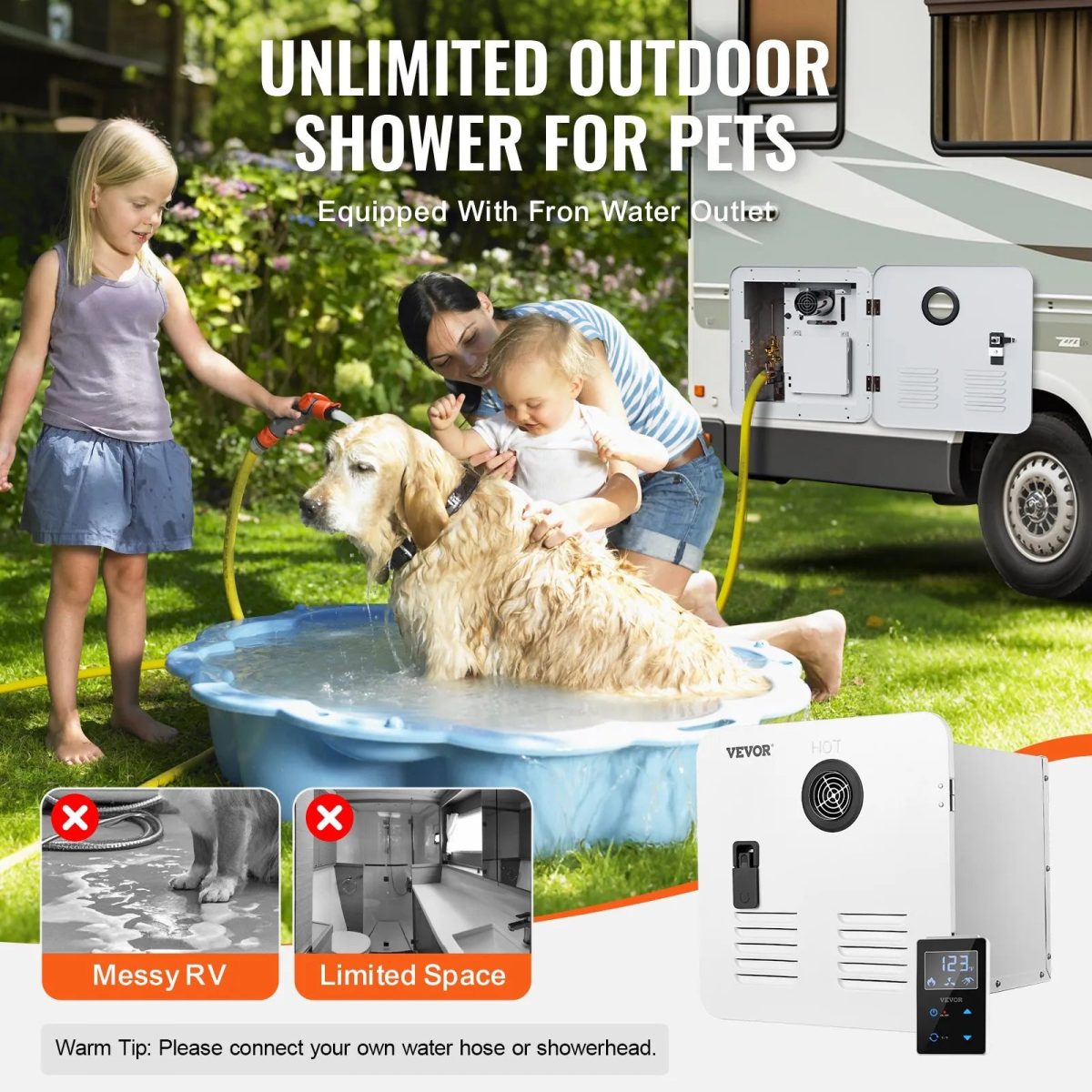 Vevor RV Tankless Water Heater 15" x 15" Propane Gas 65000BTU with Controller New - Image 5