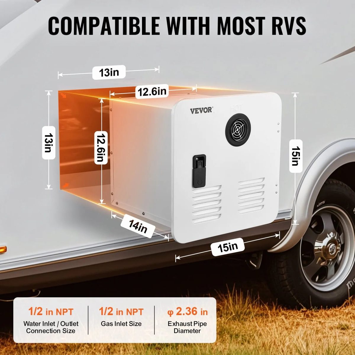 Vevor RV Tankless Water Heater 15" x 15" Propane Gas 65000BTU with Controller New - Image 6