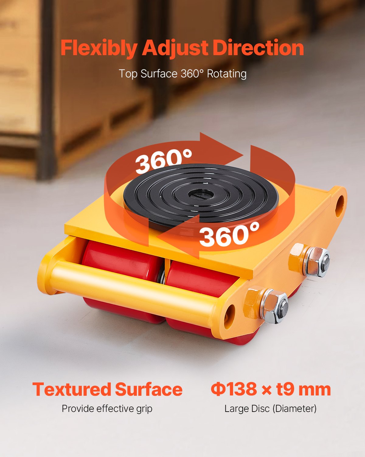 Vevor Machinery Skate Dolly 13,228 Lbs Capacity with Handle 360° Rotation New - Image 3