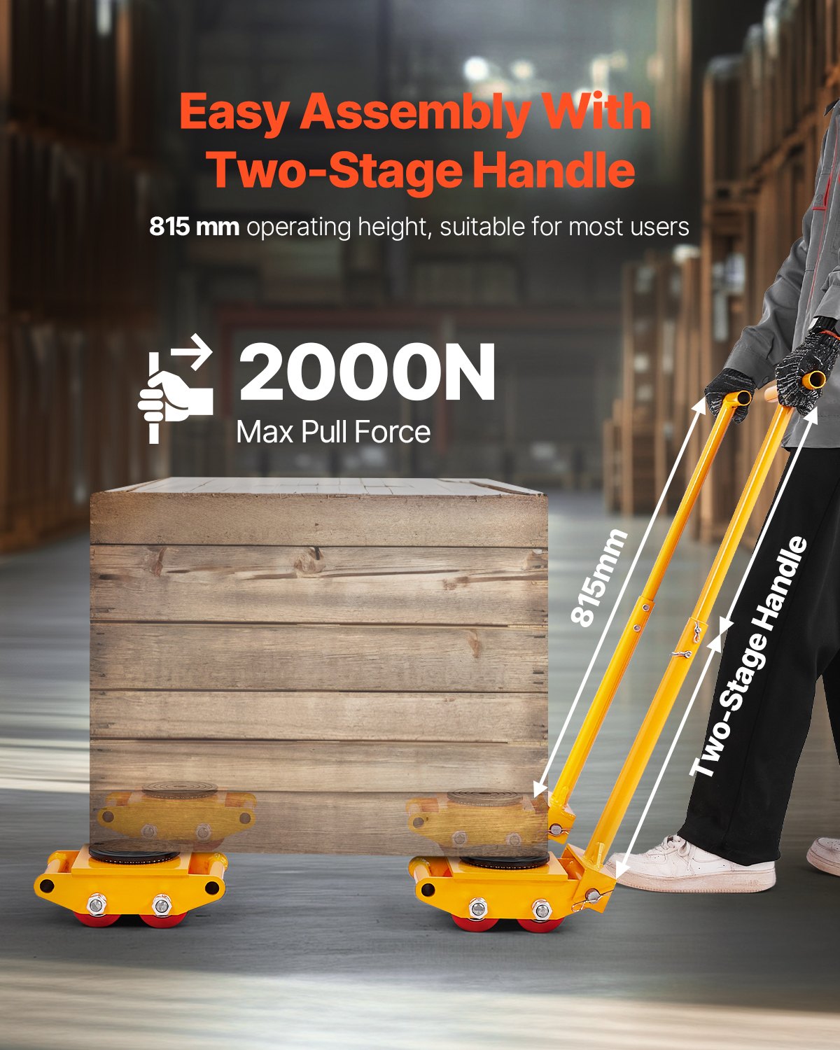 Vevor Machinery Skate Dolly 13,228 Lbs Capacity with Handle 360° Rotation New - Image 6
