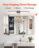 Vevor Mirror Medicine Cabinet 25.5" x 40" with Adjustable Shelves New - Image 2