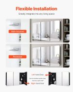 Vevor Mirror Medicine Cabinet 25.5" x 40" with Adjustable Shelves New - Image 5