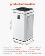 Vevor Smart Air Purifier 3139 ft²/h H13 HEPA Filter for Home & Office New - Image 7