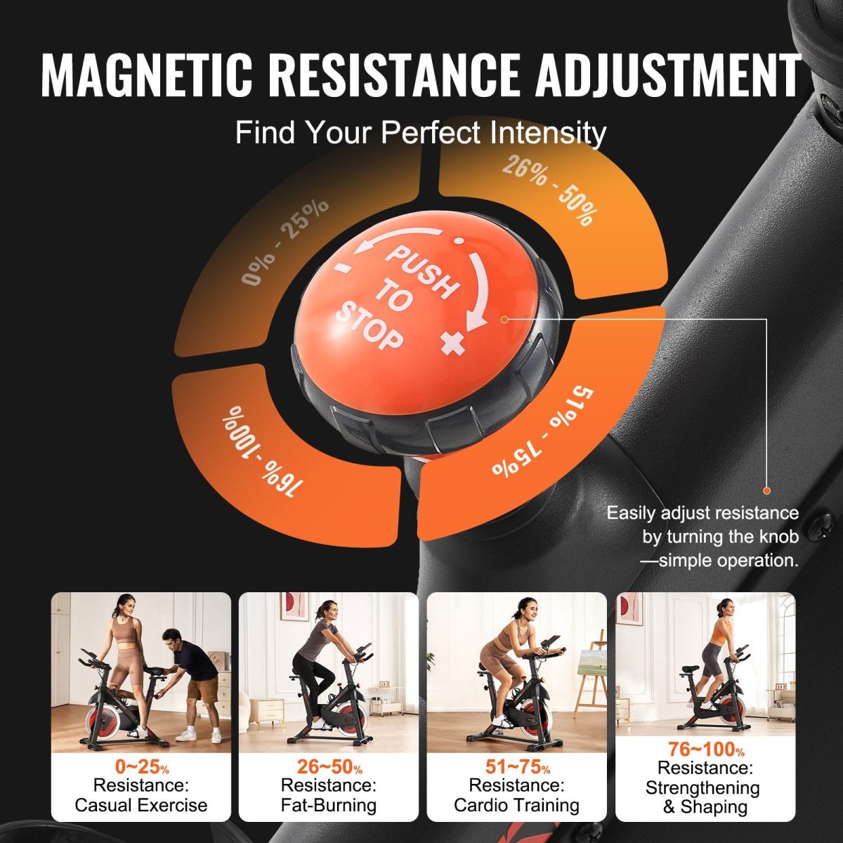 Vevor Exercise Bike Magnetic Resistance 35 Lbs Flywheel Stationary Indoor Cycling New - Image 3
