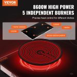 Vevor Electric Ceramic Cooktop 5 Burners with Touch Control 8600W 35.4" x 20.5" New - Image 2