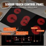 Vevor Electric Ceramic Cooktop 5 Burners with Touch Control 8600W 35.4" x 20.5" New - Image 3