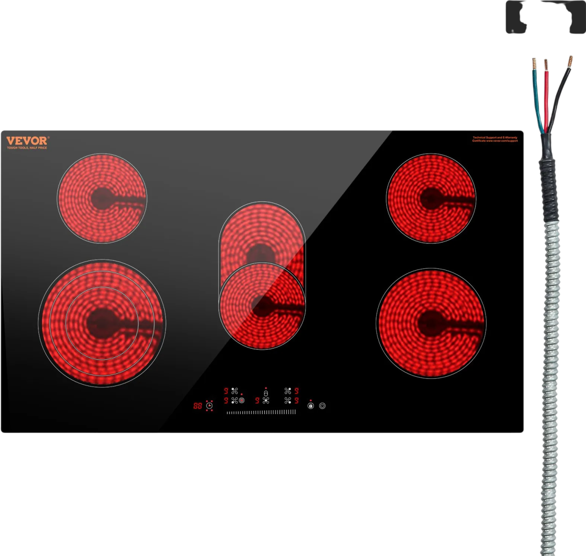 Vevor Electric Ceramic Cooktop 5 Burners with Touch Control 8600W 35.4" x 20.5" New - Image 1