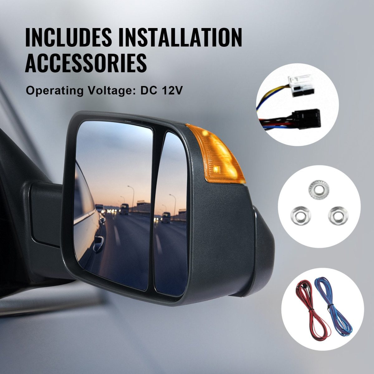Vevor Towing Mirrors Power Heated with Turn Signal and Puddle Light for Dodge Ram New - Image 6