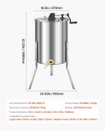 Vevor Honey Extractor Manual Spinner 4/8 Frame Capacity Stainless Steel New - Image 7
