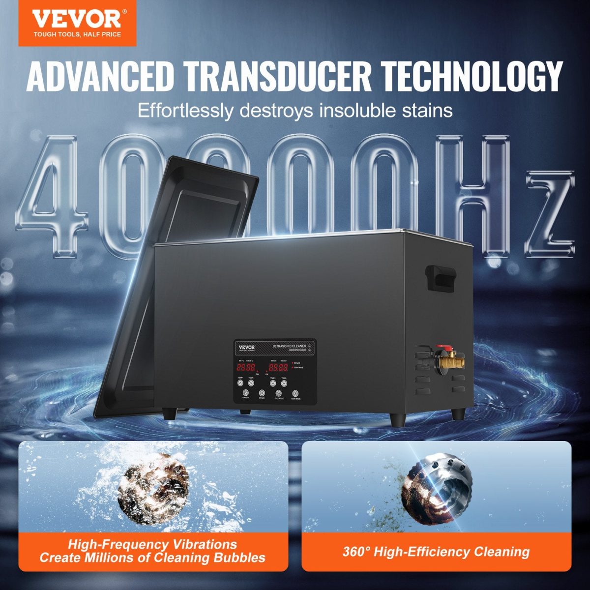 Vevor Ultrasonic Cleaner 40kHz with Digital Timer and Heater 30L 600W New - Image 2