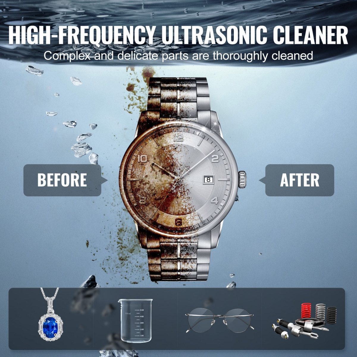Vevor Ultrasonic Cleaner 40kHz with Digital Timer and Heater 30L 600W New - Image 6
