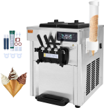 Vevor Commercial Ice Cream Machine 3-Flavor with Two 1.5 Gal. Hoppers LED Panel New