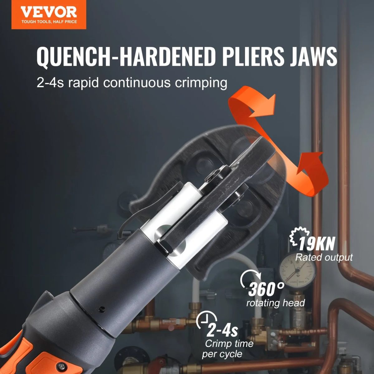Vevor Pipe Crimping Kit Pro Press Tool Cordless with 3 Jaw Sizes New - Image 2