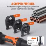 Vevor Pipe Crimping Kit Pro Press Tool Cordless with 3 Jaw Sizes New - Image 3