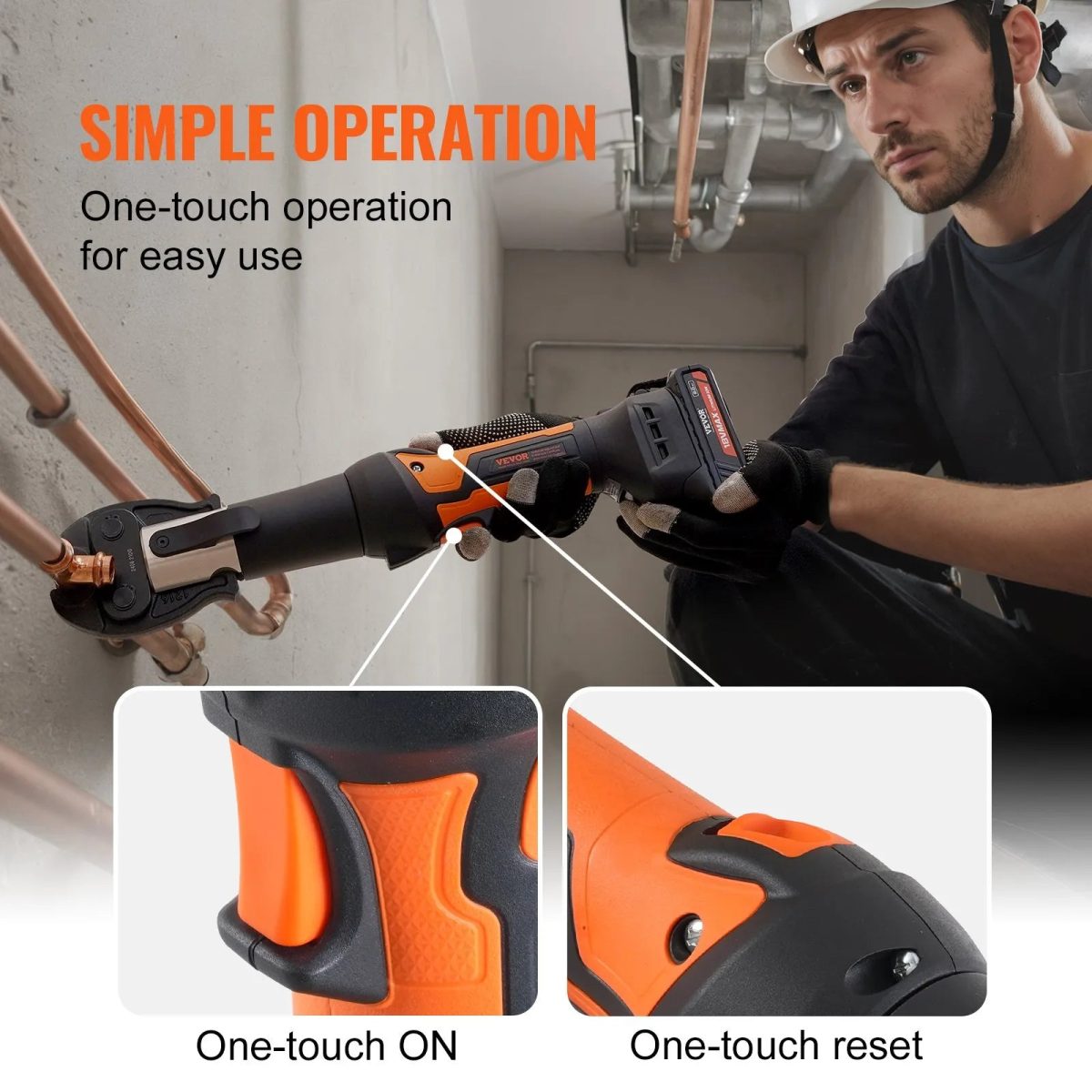 Vevor Pipe Crimping Kit Pro Press Tool Cordless with 3 Jaw Sizes New - Image 5