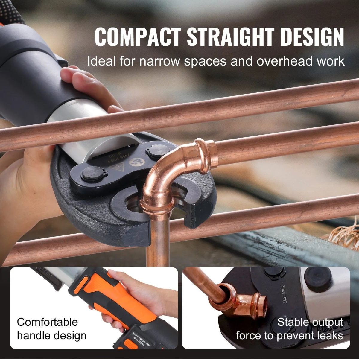 Vevor Pipe Crimping Kit Pro Press Tool Cordless with 3 Jaw Sizes New - Image 6