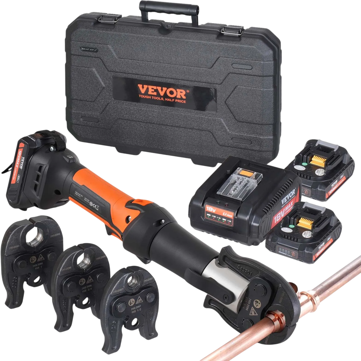 Vevor Pipe Crimping Kit Pro Press Tool Cordless with 3 Jaw Sizes New - Image 1