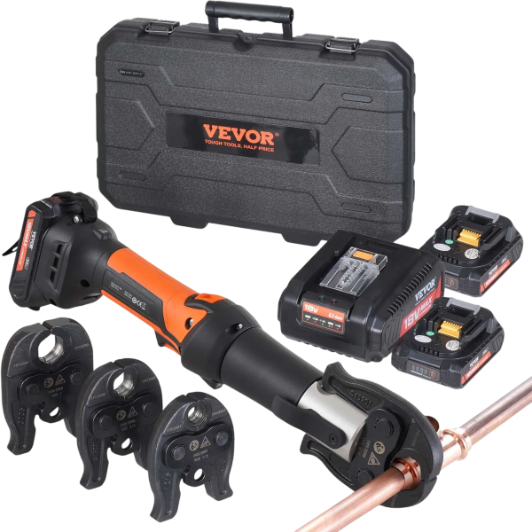 Vevor Pipe Crimping Kit Pro Press Tool Cordless with 3 Jaw Sizes New