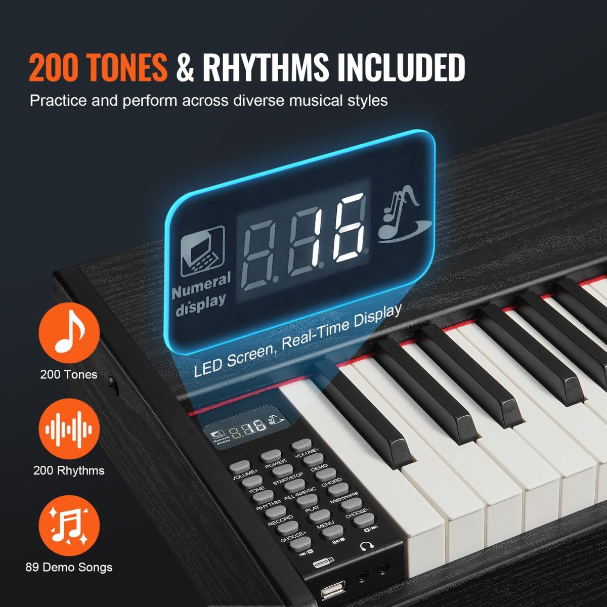 Vevor Digital Piano with Frame 88 Key Fully Weighted Dual Keyboard with 3 Pedals New - Image 4