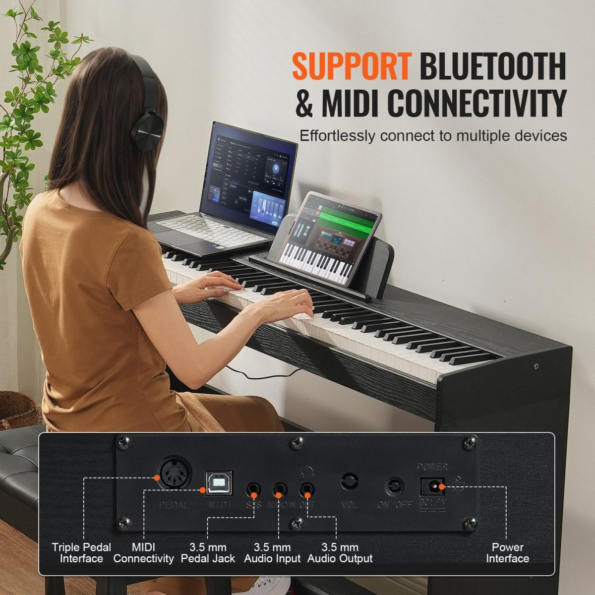 Vevor Digital Piano with Frame 88 Key Fully Weighted Dual Keyboard with 3 Pedals New - Image 6