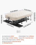 Vevor Air Mattress with Frame Inflatable Camping Cot with Built-in Pump New - Image 6
