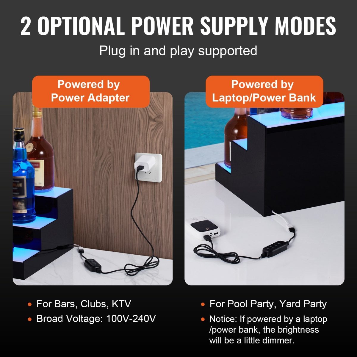 Vevor Lighted Bottle Display LED 48" 3-Step Bar Shelf with App Control New - Image 5